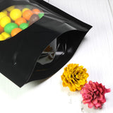 100x Grip Seal Bags Black with Round Clear Window Gusset Base Very Strong BPA Free Smell Free Food Packaging