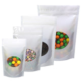 100x Grip Seal Bags White with Round Clear Window Gusset Base Very Strong BPA Free Smell Free Food Packaging