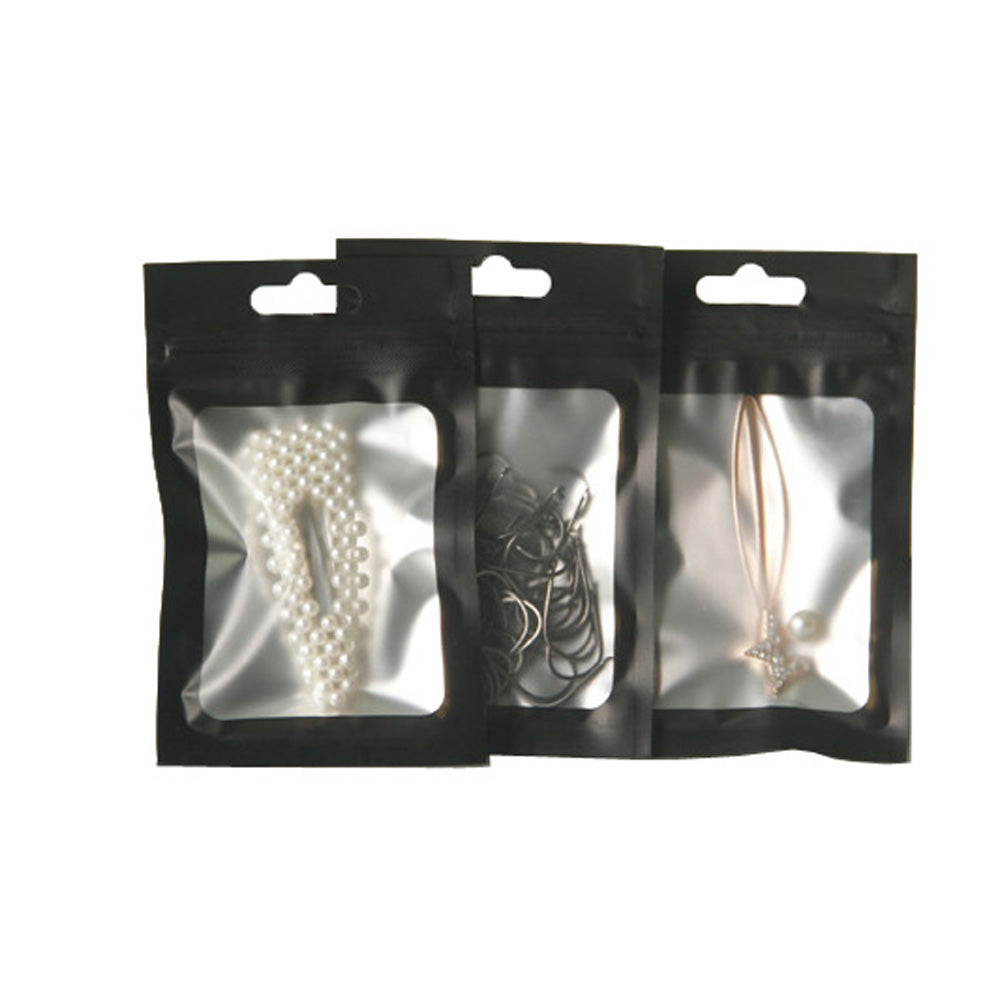 100x Clear Black Grip Seal Bags Flat Pouch For Packaging Art & Craft, Accessories & More - BPA Free