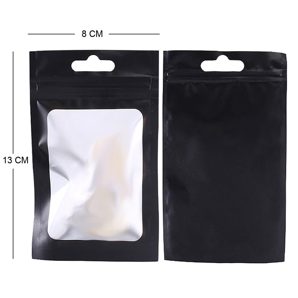 100x Clear Black Grip Seal Bags Flat Pouch For Packaging Art & Craft, Accessories & More - BPA Free