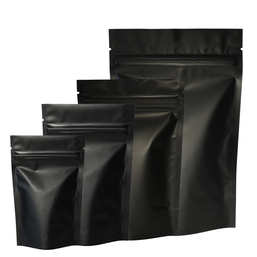 100x Gusset Base Black Grip Seal Bags Stand-Up Pouch Strong Bag BPA Free For Food Packaging