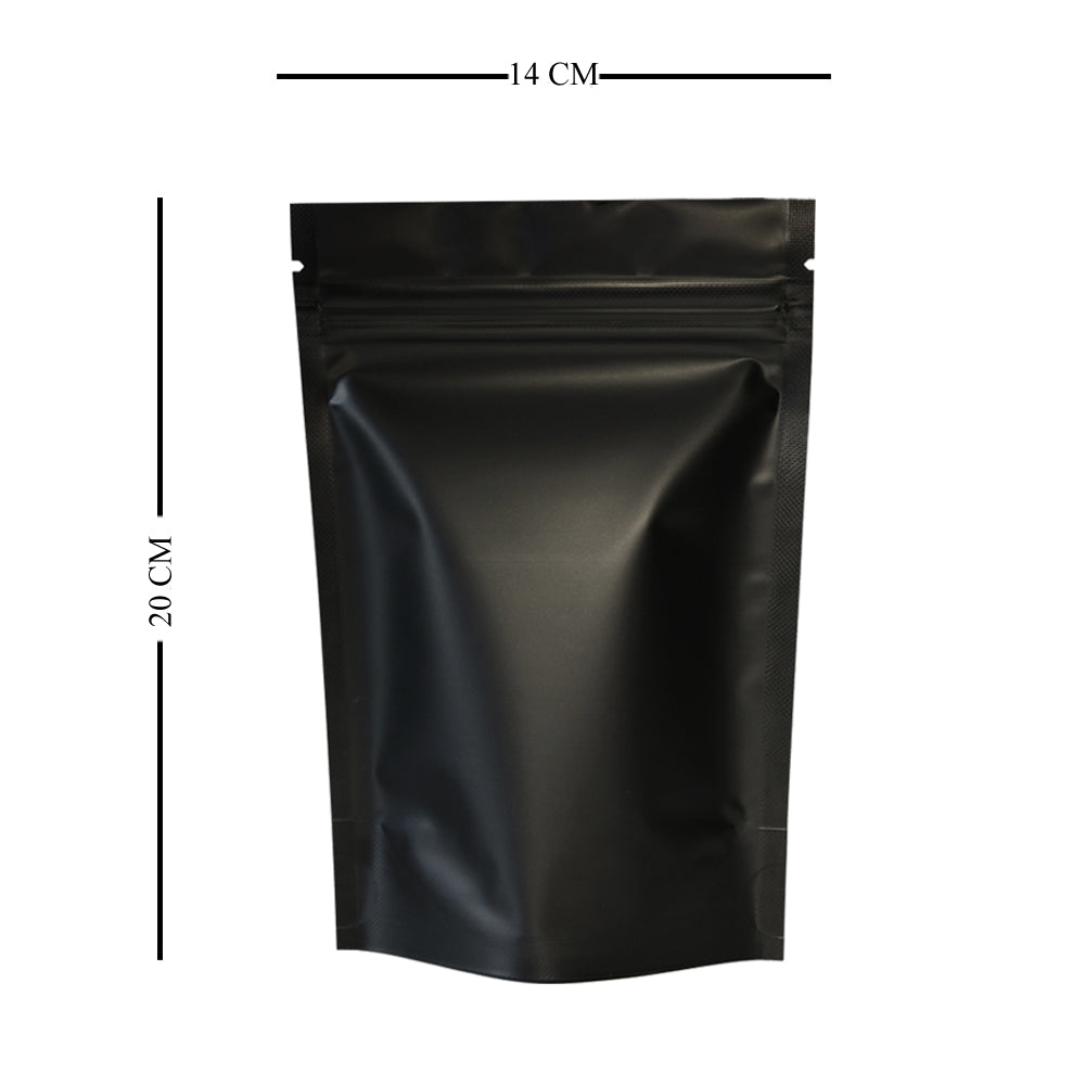 100x Gusset Base Black Grip Seal Bags Stand-Up Pouch Strong Bag BPA Free For Food Packaging