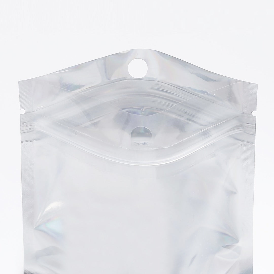 100x Clear/Silver Grip Seal Bags Flat Pouch For Packaging Art and Craft, Accessories, Food, Herbs BPA Free