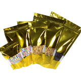 100x Golden Grip Seal Bags Stand Up Gusset Pouch w/ Clear Window Food Safe Pack