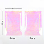 100x Both-Sided Holographic Pink Grip Seal Bags Gusset Base Stand Up Pouch Food Packaging BPA/Smell Free