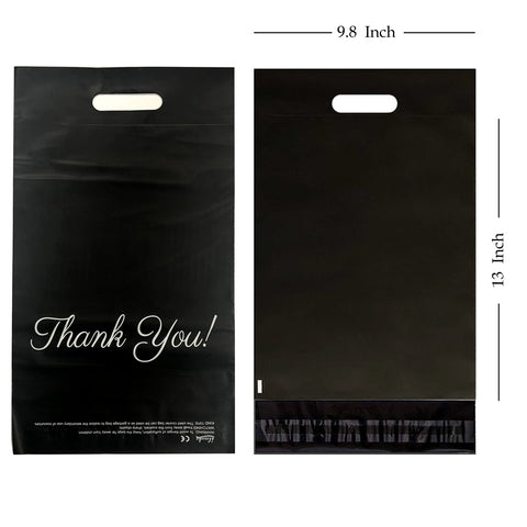 Handle Mailer Mailing Bags Postal Shipping Envelope Thank You Text Black 25x35CM/10x14 Inch