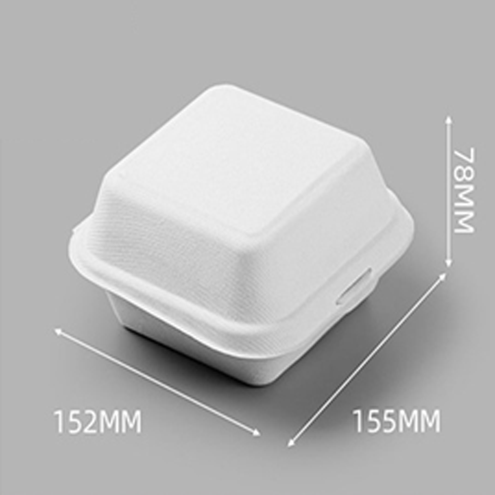 50x Biodegradable Compostable Ham Burger Box Container Fast Food Meal Takeaway