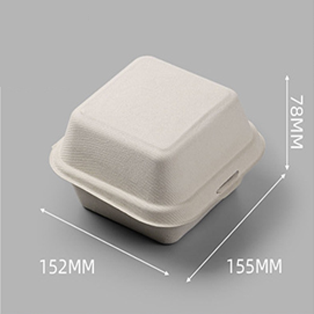 50x Biodegradable Compostable Ham Burger Box Container Fast Food Meal Takeaway