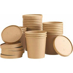 Biodegradable Kraft Paper Soup Bucket with Lid Takeaway Tubs Cups Noodles Deli