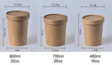 Biodegradable Kraft Paper Soup Bucket with Lid Takeaway Tubs Cups Noodles Deli